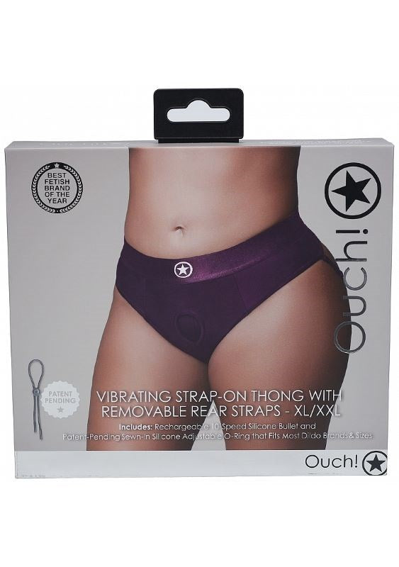 Ouch! Vibrating Strap-On Thong with Removable Straps - - Strap On Sextoys