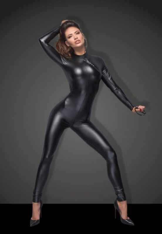 Power Wetlook Overall With Leash And 2 Way Zipper - - Her Fetish