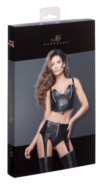 Powerwetlook Garter Belt with Silver Zipper - - Her Fetish