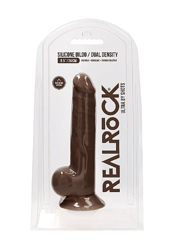 Realrock Ultra Silicone Dildo with Balls Brown - - Realistic Dildos