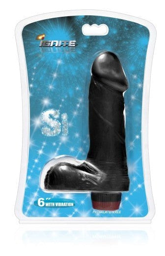 SI Ignite Vibrating Cock with Balls Black - - Realistic Dildos