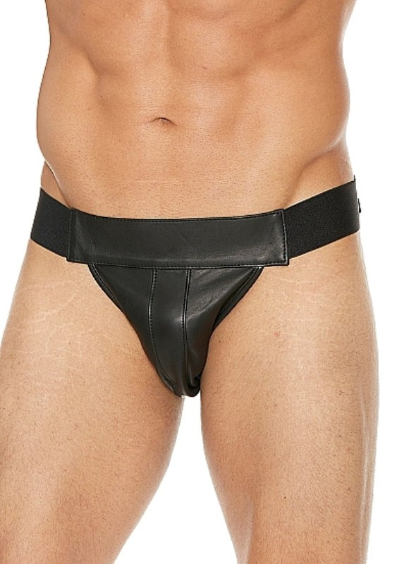 Uomo Plain Front Jock Black - - His Fetish