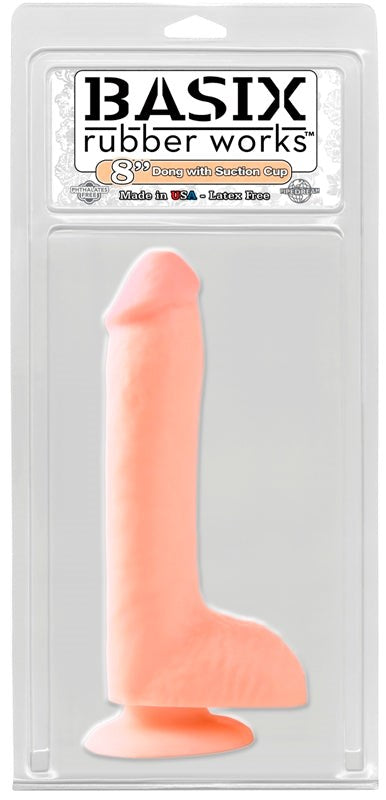 Basix Dong W/ Suction Cup 8 in. Flesh - - Realistic Dildos