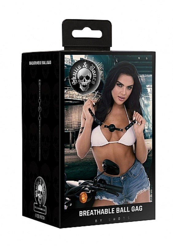 Ouch! Skull and Bones Breathable Ball Gag - - Bondage Gags and Bits