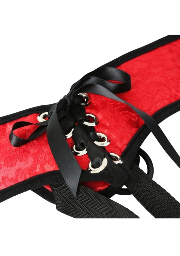 Sportsheets Red Lace Corsette Strap On - - Strap On Sextoys