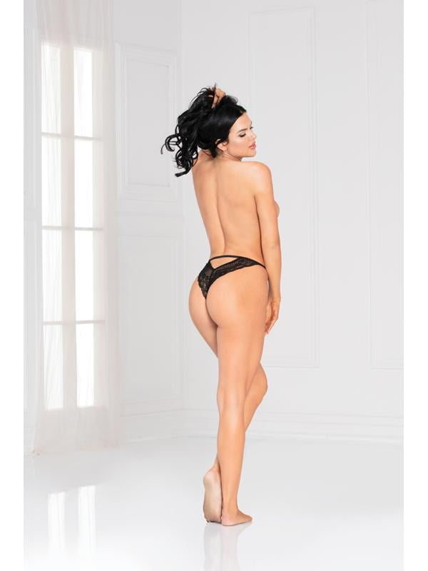 Seven Til Midnight Crochet Lace Panty Black XL - - G-Strings, Panties and Shorts