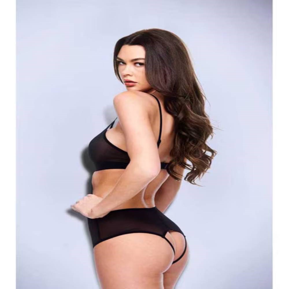 Baci Sexy Crotchless Mesh Womens Teddy Black - - Teddies and Bodysuits