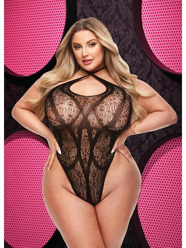 Lapdance Lingerie Criss Cross Lace Teddy Queen Black - Teddies and Bodysuits