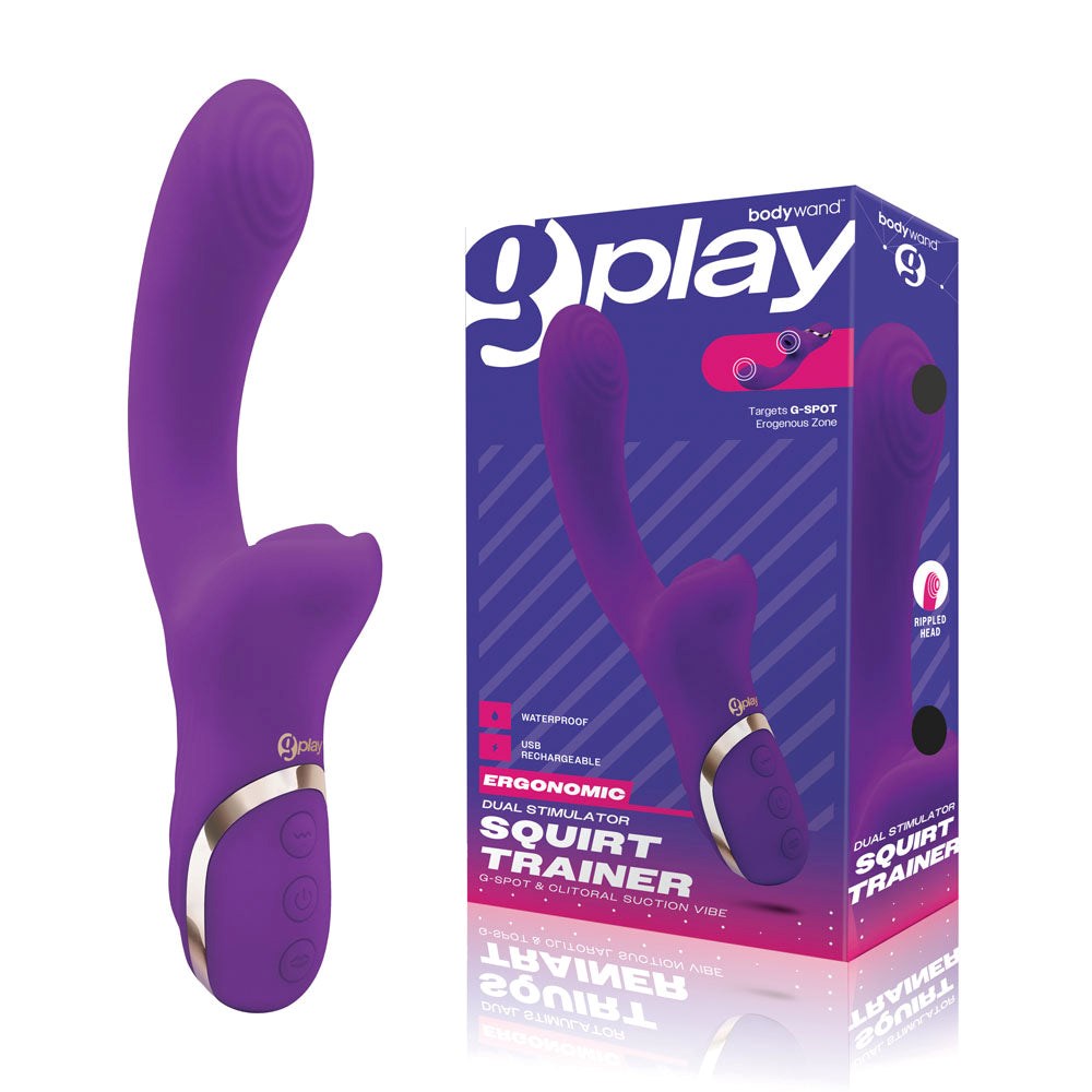 Bodywand G Play Dual Stimulator Squirt Trainer Air Pulsation Rabbit Vibrator Purple - - Rabbit Vibrators