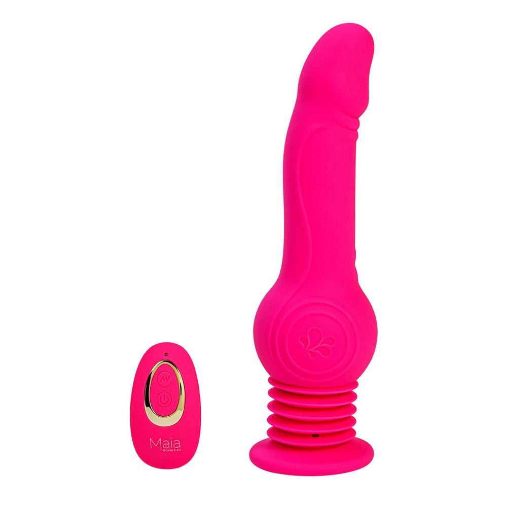 Maia TEGAN USB Rechargeable Jumping Vibrating Dong with Remote Pink - - Vibrating Dildos