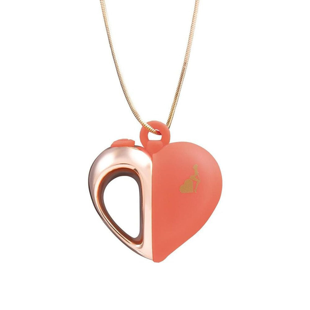 Secret Kisses LAPDANCE Heart Pendant Wearable Necklace Vibrator Pink/Rose Gold - - Personal Massagers