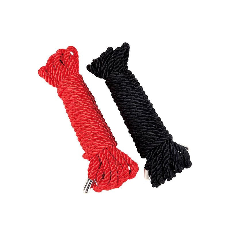 WhipSmart Heartbreaker Satin BDSM Ropes Black & Red 2 Pack - Cuffs And Restraints