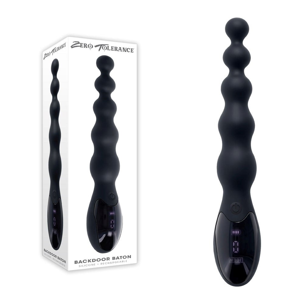 Zero Tolerance Backdoor Baton 24cm USB Rechargeable Vibrating Anal Bead Black - - Anal Beads and Balls