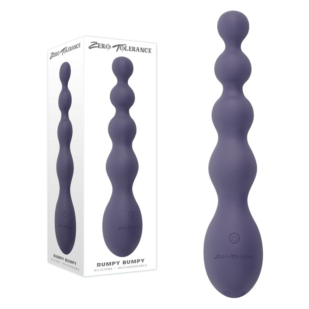 Zero Tolerance Rumpy Bumpy 17.5cm USB Rechargeable Vibrating Anal Bead Purple - - Anal Beads and Balls