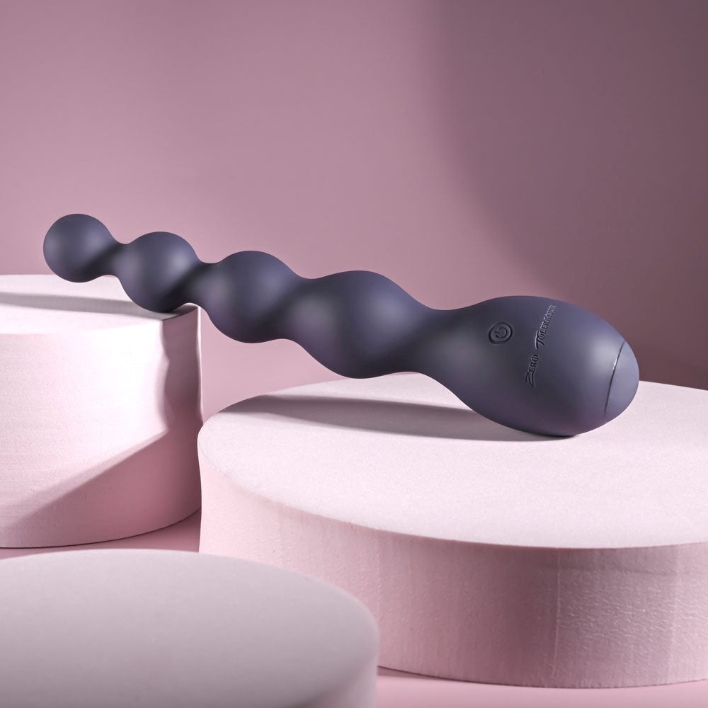 Zero Tolerance Rumpy Bumpy 17.5cm USB Rechargeable Vibrating Anal Bead Purple - - Anal Beads and Balls
