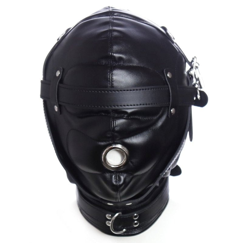 BDStyle Blindfolded Bondage Hood With Mouth Hole Matte Black - - Bondage Hoods