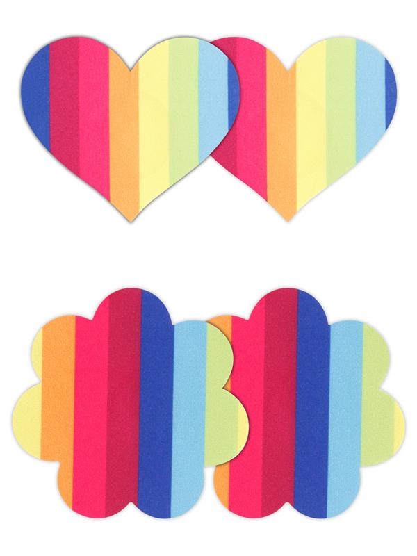 NS Novelties Pretty Pasties Pride Heart and Flower Rainbow Nipple Cover 2 Pairs - - Breast and Nipple Toys