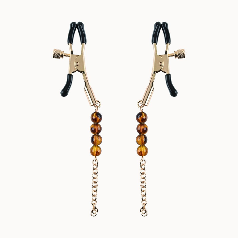 Sportsheets Amber Beaded Nipple Clamps - Nipple and Clit Clamps