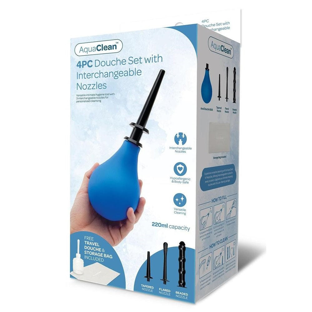Xgen Products AquaClean 4 Piece Douche Set with Interchangeable Nozzles - Enemas and Douches