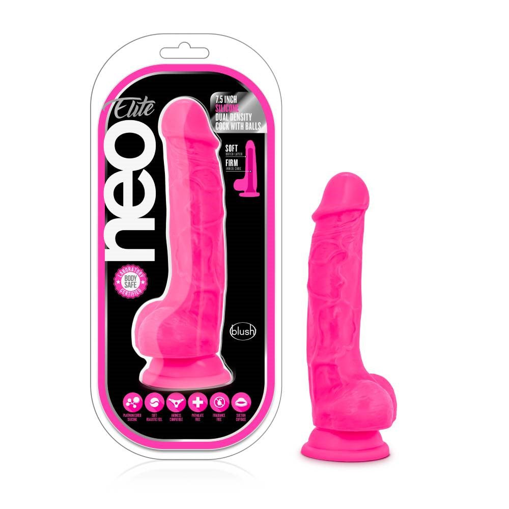 Neo Elite 7.5 inch Silicone Dual Density Realistic Cock with Balls - - Realistic Dildos
