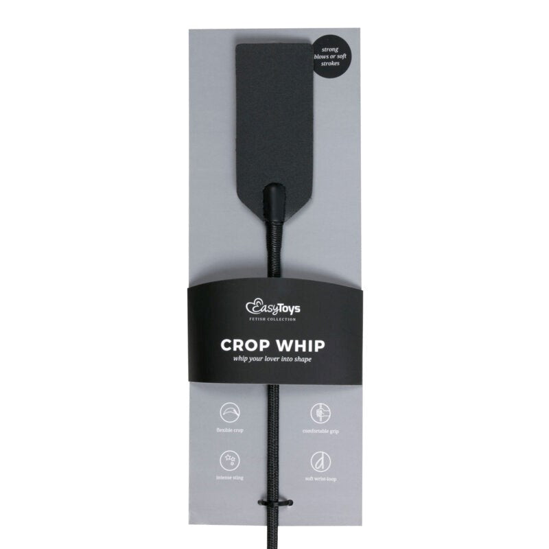 Easy Toys Fetish Collection Rectangle BDSM Crop Whip Black - - Whips And Crops