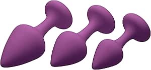 Frisky Purple Pleasures Silicone Anal Plugs 3 Piece - - Butt Plugs