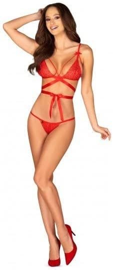 Obsessive Lovlea Bran and Panty Set Red - - Bras and Bra Sets