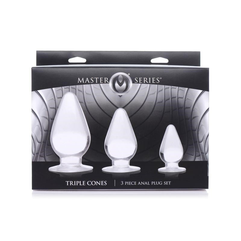 Master Series Triple Cones Anal Plug Set 3 Piece Clear - - Butt Plugs