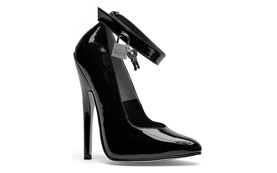 Ellie Shoes 6 Inch Fetish Pump With Lock and Key Black - - Womens Footwear