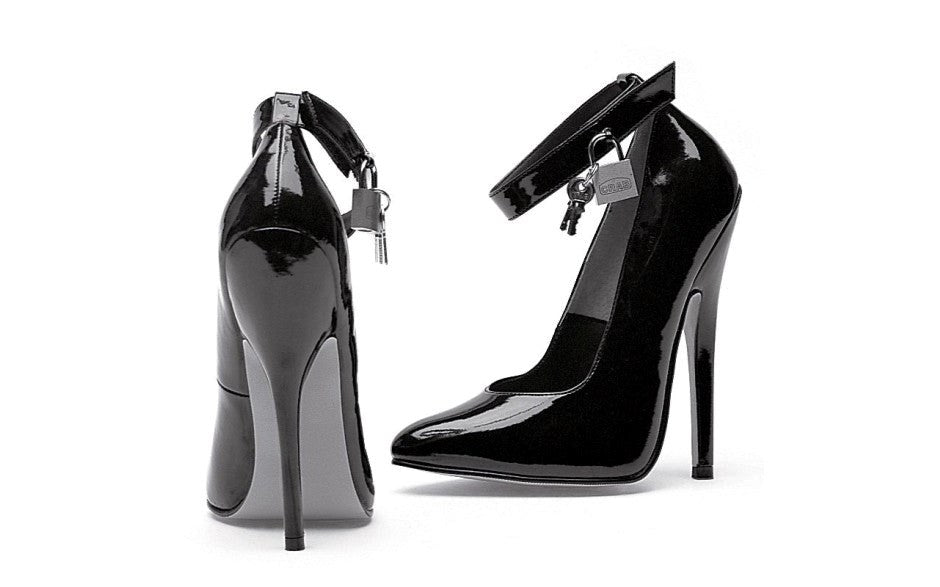 Ellie Shoes 6 Inch Fetish Pump With Lock and Key Black - - Womens Footwear