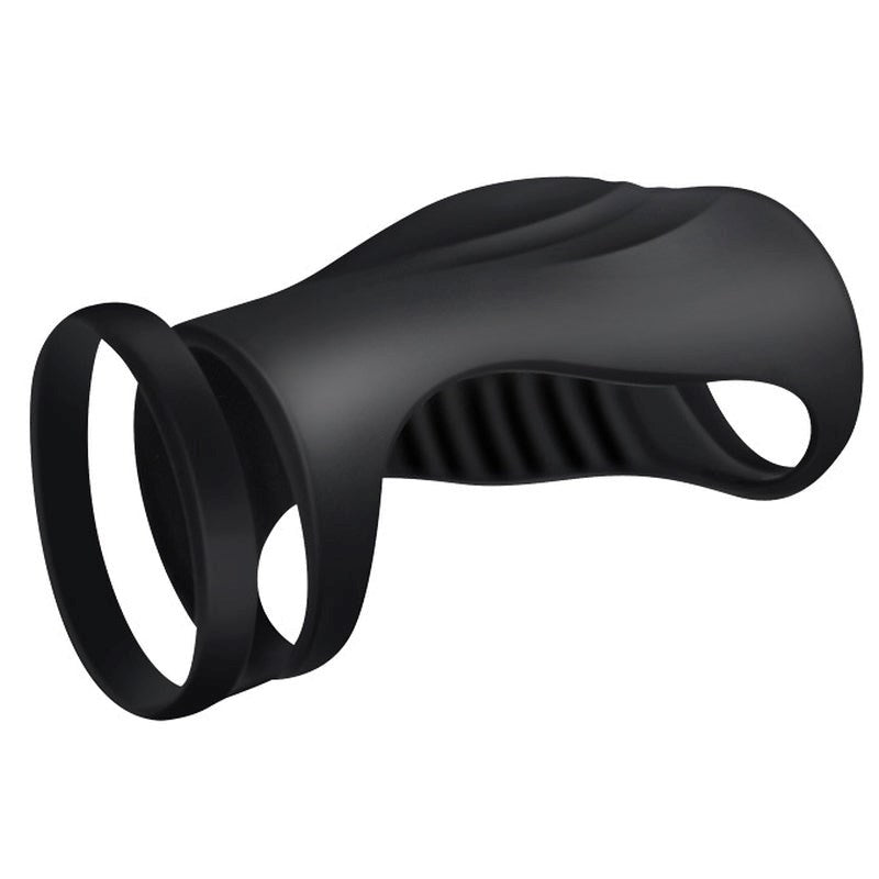 BDStyle Silicone Dual Ring Penis Sleeve - - Penis Sleeves and Extenders