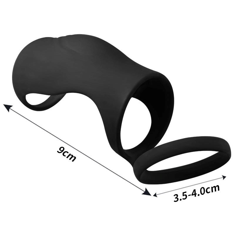 BDStyle Silicone Dual Ring Penis Sleeve - - Penis Sleeves and Extenders
