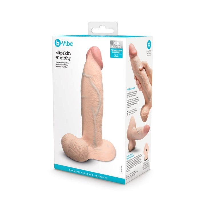 B-Vibe Slipskin Girthy 9 Inch Realistic Silicone Dildo - - Realistic Dildos