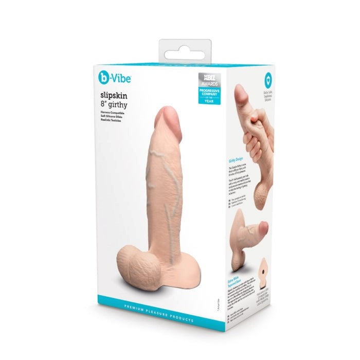 B-Vibe Slipskin Realistic Silicone Dildo Girthy 8 Inch - - Realistic Dildos