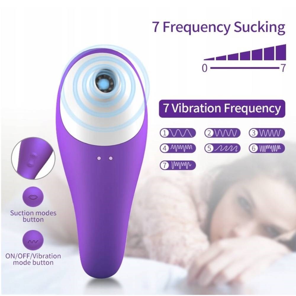BDStyle 7 Functions Clitoral Sucking Vibrator Purple - - Clit Ticklers and Pulsators