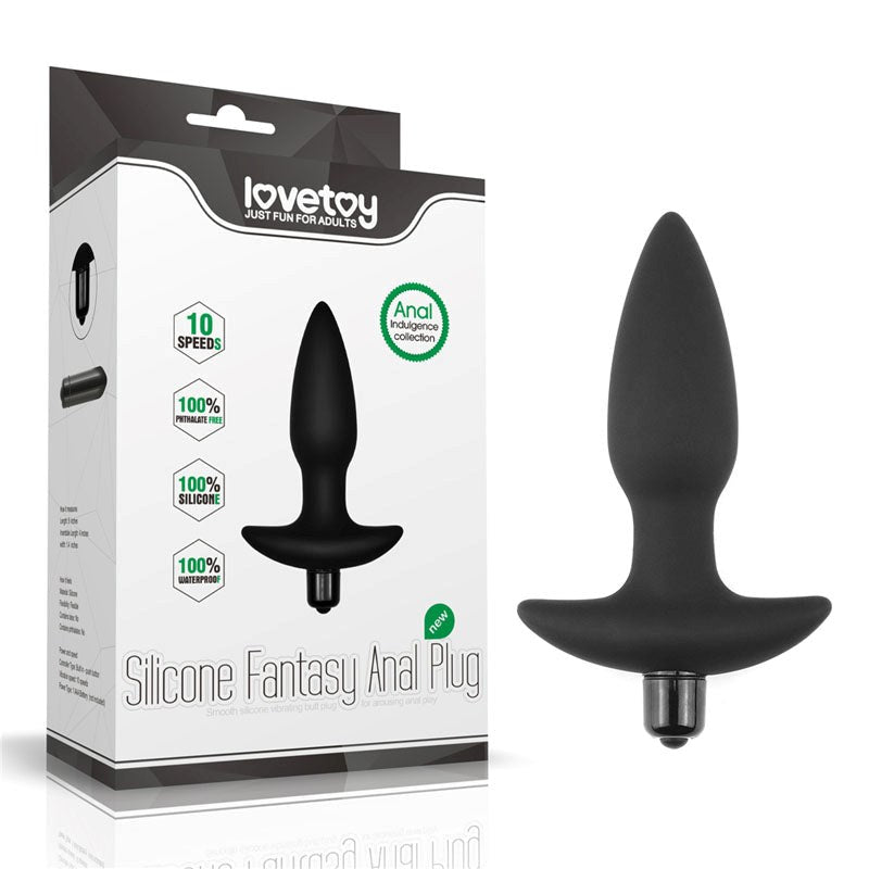 Lovetoy Anal Indulgence Collection Silicone Fantasy Vibrating Anal Plug Black - - Butt Plugs