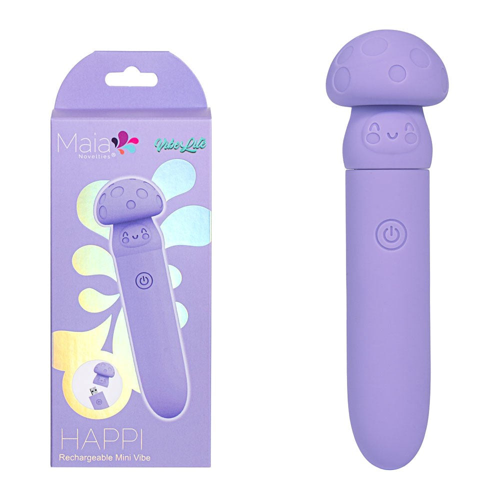 Maia HAPPI Rechargeable 10 Function Bullet Vibrator Purple - - Bullet Vibrators