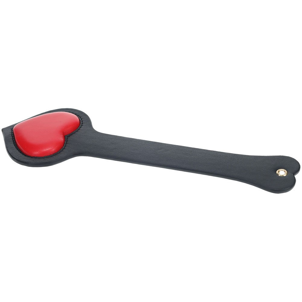 Shots Toys OUCH Milan Collection Heart Shape BDSM Paddle Black / Red - Paddles And Slappers