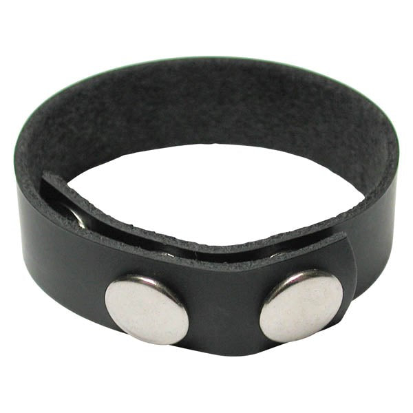 The Stockroom KinkLab 3 Snap Black Leather Adjustable Cock Ring - - Cock Rings