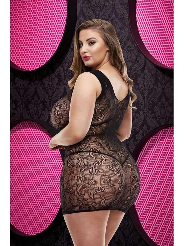 Lapdance Lingerie Lace Mini Womens Dress LC 63 XL BX Black - - Body Stockings
