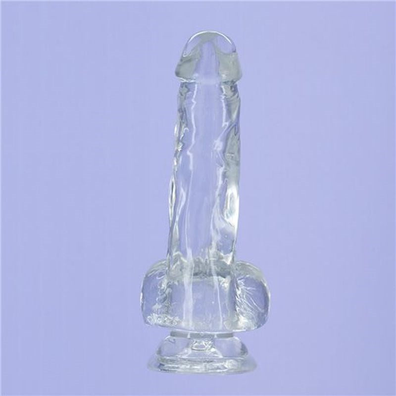 Addiction Crystal Realistic Dildo With Balls Clear - - Realistic Dildos