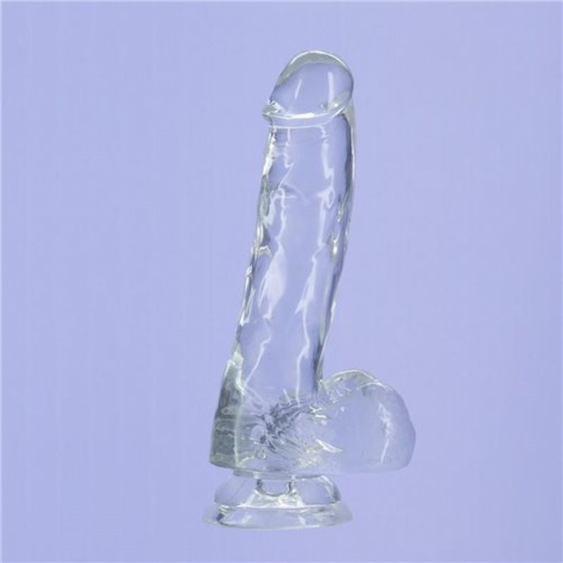 Addiction Crystal Realistic Dildo With Balls Clear - - Realistic Dildos