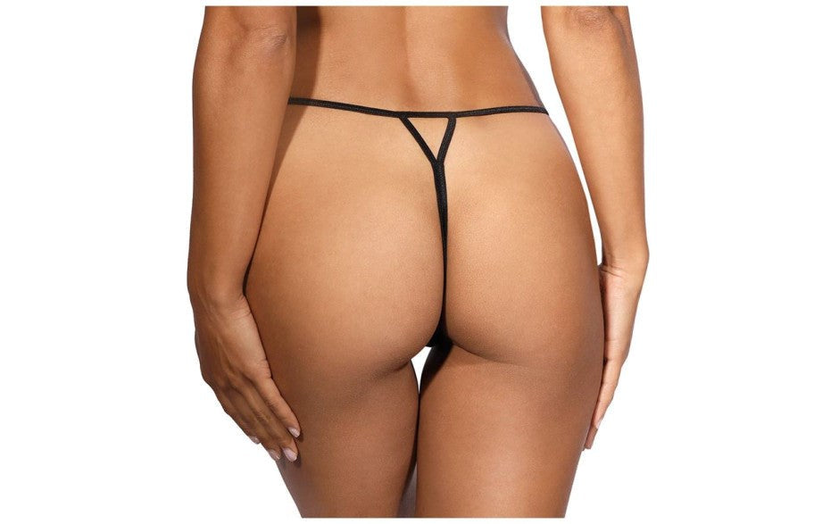 Axami Lingerie Lace Open Front G-String Panty Black - - G-Strings, Panties and Shorts