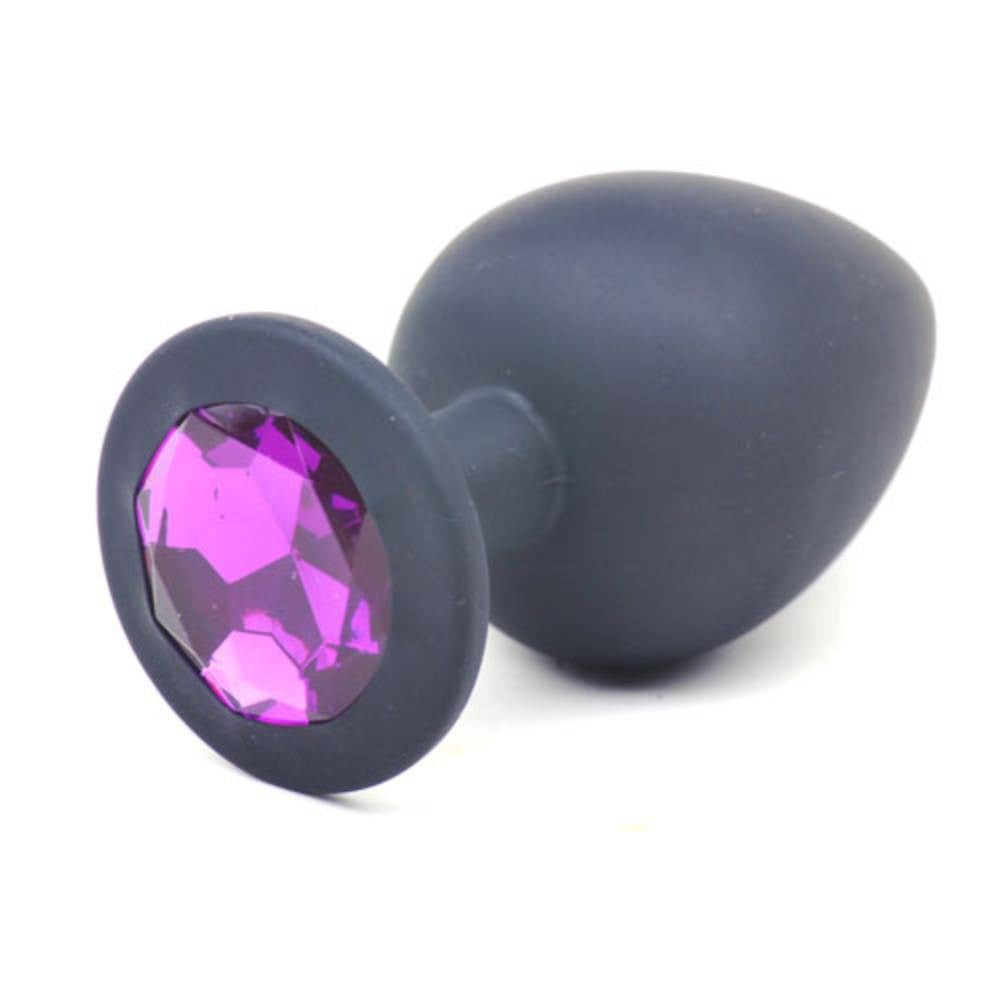Daytona Black Silicone Anal Plug With Purple Diamond - - Butt Plugs