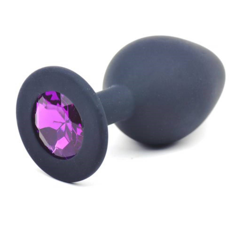 Daytona Black Silicone Anal Plug With Purple Diamond - - Butt Plugs