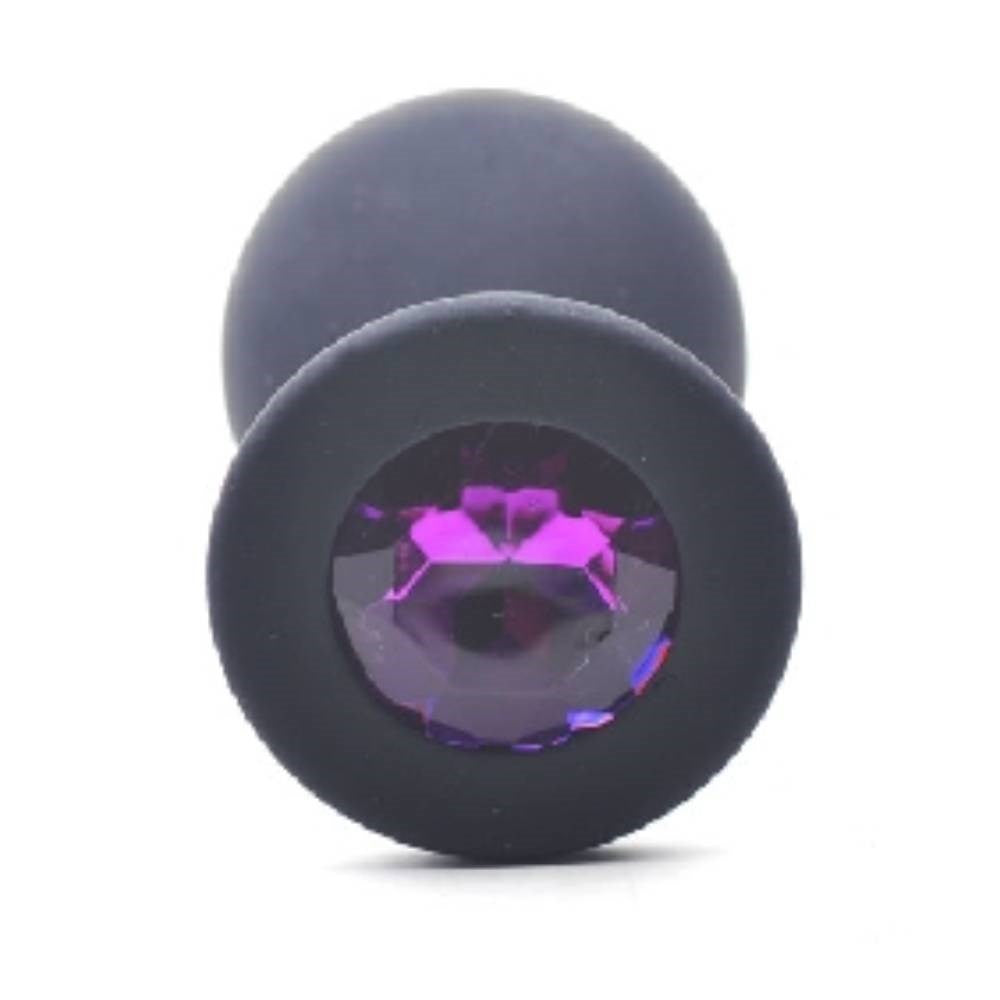 Daytona Black Silicone Anal Plug With Purple Diamond - - Butt Plugs