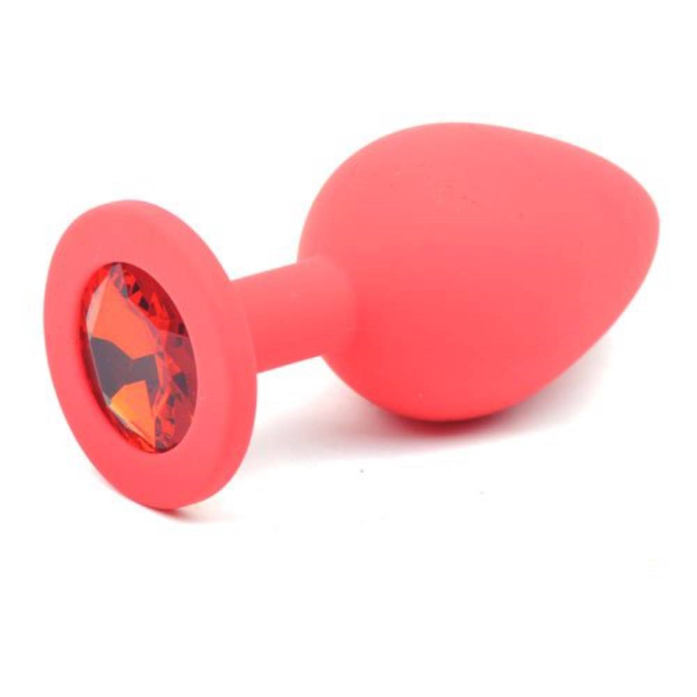 Daytona Red Silicone Anal Plug With Red Diamond - - Butt Plugs