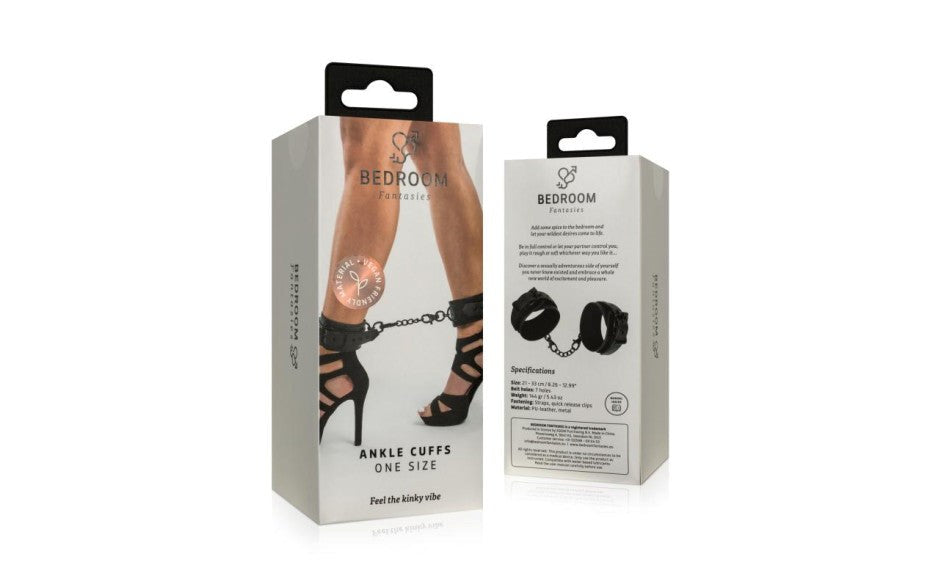 Bedroom Fantasies Faux Leather Fetish Play Ankle Cuffs Black - - Cuffs And Restraints