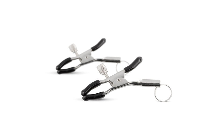 Fetish Collection Screw Metal Nipple Clamps With Attachment Ring - - Nipple and Clit Clamps