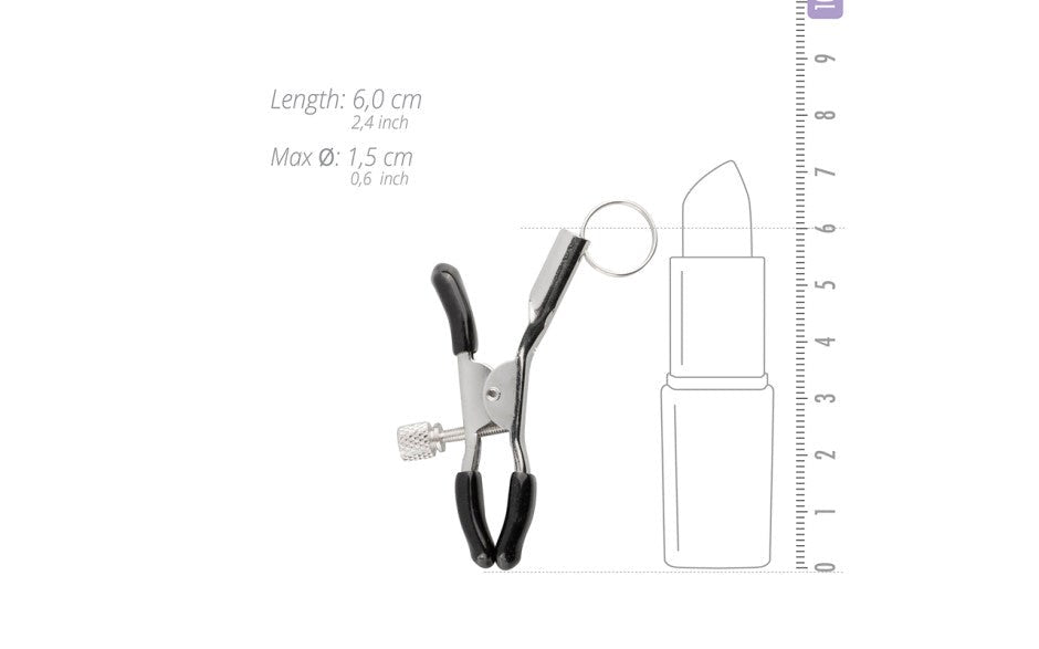 Fetish Collection Screw Metal Nipple Clamps With Attachment Ring - - Nipple and Clit Clamps